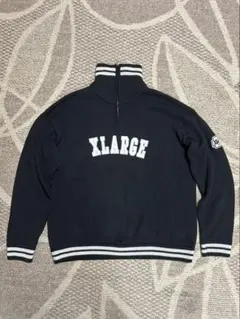 XLARGE ハーフジップ スウェット ロゴ 刺繍 ブラック エクストララージ