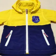 ミキハウスフード付きイエロー・ネイビージャケット、ウィンドブレーカー90センチ