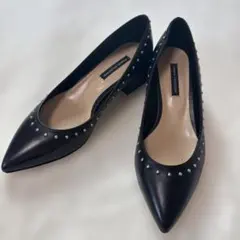 【美品】FABIO RUSCONI パンプス黒 スタッズ ポインテッドトゥ 34