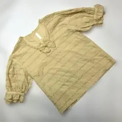 ピンクハウス イエローギンガムチェック ピコフリル使いブラウス