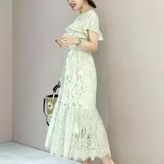 グレースコンチネンタル レースコンビ ティアードワンピース 36 タグ付新品同様