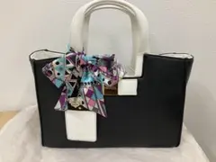 dazzlin スカーフリボン付き　2wayトートバッグ　黒/白　専用袋付