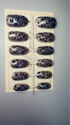 ネイルチップセット レオパード柄・ラメ装飾