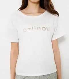 rienda白2Way箔ロゴTee-Rホワイト半袖Tシャツリエンダのサムネイル