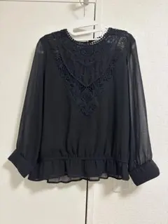 ZARA BASIC ブラック シースルーブラウス