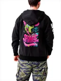 スポンジ・ボブニットプリントフルジップパーカー ★ブラック★6L