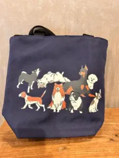ＫＡＬＤI犬イラスト付きネイビーバッグ