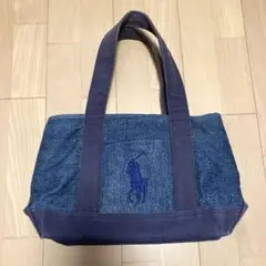 ポロ ラルフローレン キャンバス 刺繍 トートバッグ ネイビー デニム