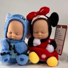 2体セット☆スリーピングベイビー　リボーンドール　キーホルダー　赤ちゃん人形
