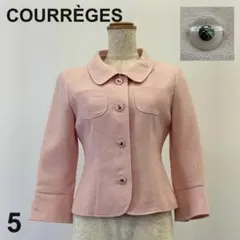 courreges ピンク ウール ジャケット 丸襟 ボタン 5号 XSサイズのサムネイル