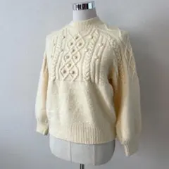 Y512-46 ロペピクニック ケーブル編み ニット セーター 38 アイボリー