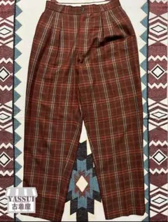 ☆古着☆Japan vintage! レーヨンスラックス 赤チェック