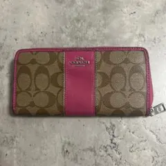 COACH 長財布 ブラウン ピンク