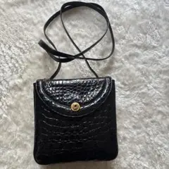 黒 クロコダイル風 ショルダーバッグ