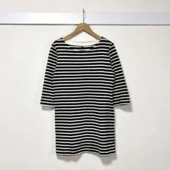 UNIQLO ボーダー チュニック カットソー ワンピース 七分袖 綿100%