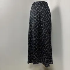 GLOBAL WORK ドット柄 フレア ロングスカート 黒 M
