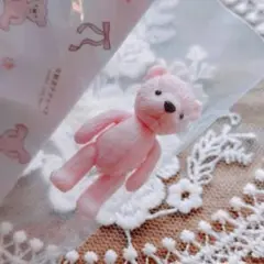 可動式テディベア・ピンク ミニチュア くま ドールハウス