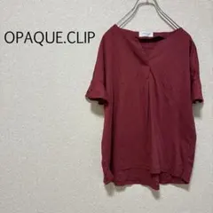 b0183【オペークドットクリップ】半袖 ブラウス Vネック Ｍ シンプル 春夏のサムネイル