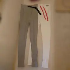リブ編みパンツ 2点セット グレー ホワイト