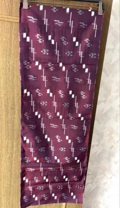 琉球紬　玉虫色　赤紫　片袖分　正絹　ハンドメイド　36×102