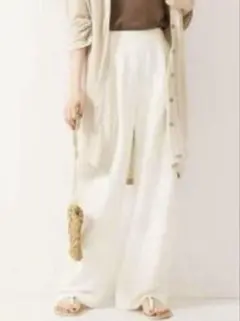 スピックアンドスパン レーヨン リネン イージー ワイドパンツ ホワイト