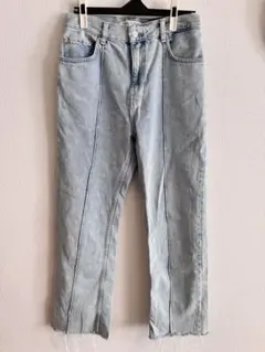 お値下げ！【新品】★ZARA★ライトブルー ストレートレッグデニム ユニセックス