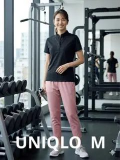 UNIQLO スタンドカラー 半袖ポロシャツ ドライタイプ ブラック Mのサムネイル