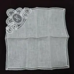 ベネチア　レース　白　未使用 レース ハンカチ イニシャルK　イタリア　ベニス