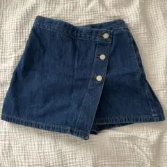ダークデニム ラップスカート風さショートパンツ