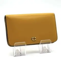 新品・未使用COACHコーチカードケース小銭入れ高級カーフレザーイエロー財布