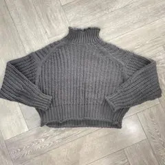 H&M チャンキーニット　タートルネックセーター　グレー
