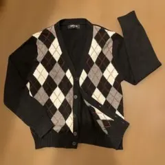 COMME CA ISM アーガイルカーディガン L