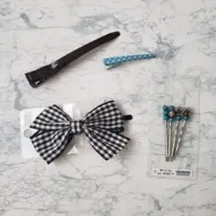 新品！りぼん付きヘアピン⭐ヘアクリップ4点セット