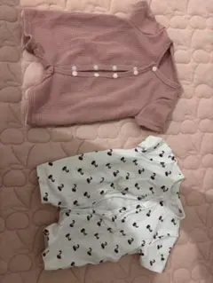 ベビー ロンパース 2枚セット ワッフル さくらんぼ