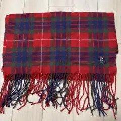 チェック柄マフラー　赤緑　ヴィヴィアン　オーブ刺繍