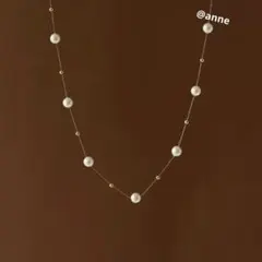 ネックレス パール ステーションネックレス サージカルステンレス 新品 ゴールド