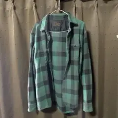 フランネルシャツ XL 緑と黒のチェック