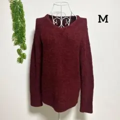 ハレ・M 長袖ニット セーター バーガンディVネック 柔らか素材