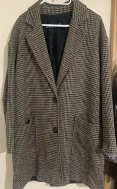 ZARA チェスターコート M ブラウン系 チェック柄