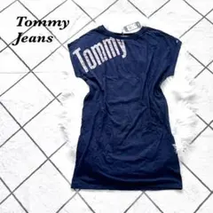 新品 レディース トミー ジーンズ 袖なし チュニック ロング丈Tシャツ 紺