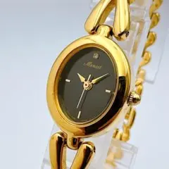 美品 カシオ メヌエット ゴールド レディース腕時計 ブラック文字盤 動作良好