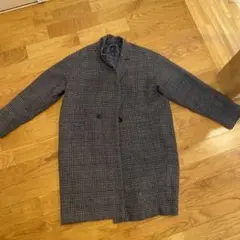 items チェック柄 ダブルブレストコート
