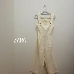 * ザラ アイボリー 後ろクロスサロペット ワイドレッグ リボン付 春夏用