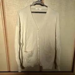 ホワイト色 Vネック ニットカーディガン