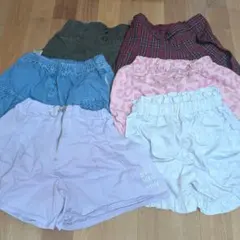 140 ハーフパンツ 半ズボン キュロット 6点セット 女の子 まとめ売り