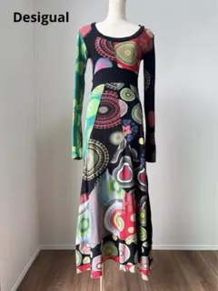 Desigual デシグアル 総柄 刺繍 パッチワーク ロングワンピースY88O
