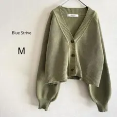 【Blue Strive】 ニットカーディガン Vネック イエローグリーン M