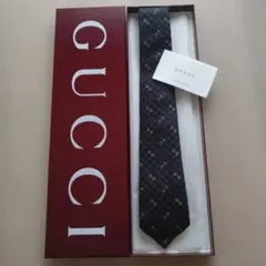 【新品】GUCCI グッチ ネクタイ GG柄 ダークグレー黒 正規品
