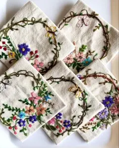 ハンドメイド ✳︎ コースター ✳︎ 布製 ✳︎ 5枚セット✳︎ テーブル用品 ✳︎41