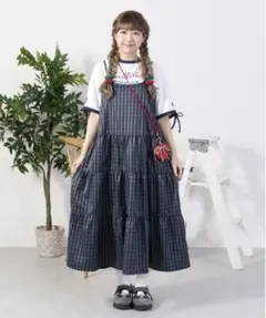 【新品タグ付】 kutir アソートリボンティアードキャミワンピース ブラック系